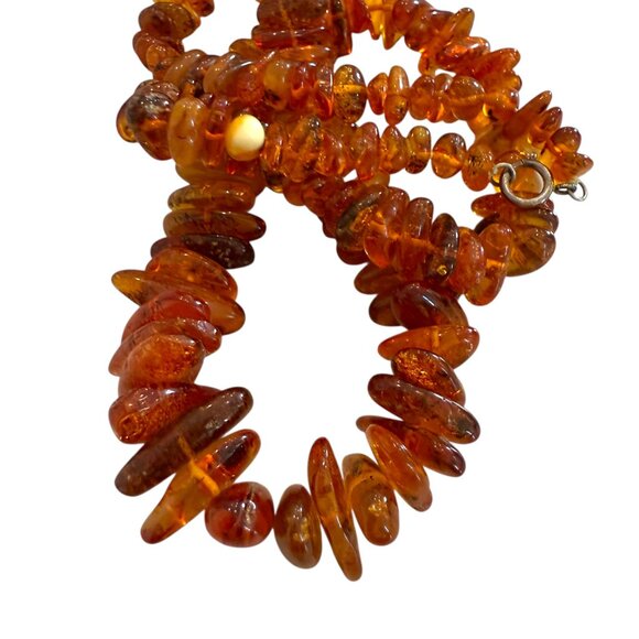 Vtg Baltic Amber Necklace Butterscotch Cognac 124g Rough  Baltic Amber Long necklace chips 12\